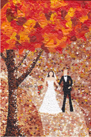 kunst kaart herfstbruiloft